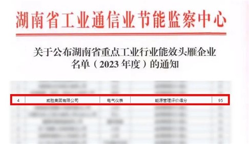 喜訊|钱柜777集團上榜湖南省能效“頭雁”企業名單